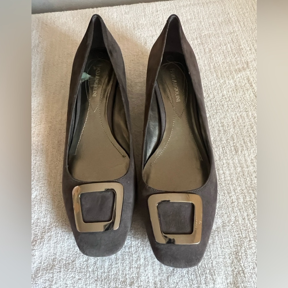 Enzo Angiolini AEDEIRDRA Dark Grey Suede Shoes with buckle size 9 1/2